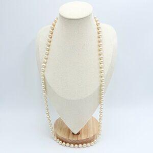 Vintage Marvella Signed Cream Faux Pearls Beaded Necklace
